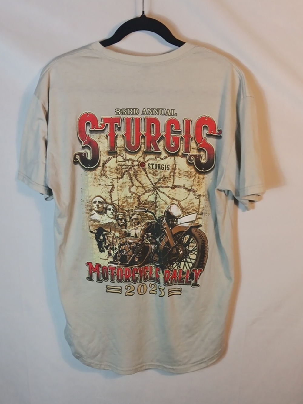 Anvil Light Beige Sturgis Motorcycle Rally 2023 Graphic Tee